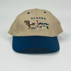 Alaska Wildlife Hat Embroidered Bald Eagle Bear Fish Adjustable Souvenir Cap